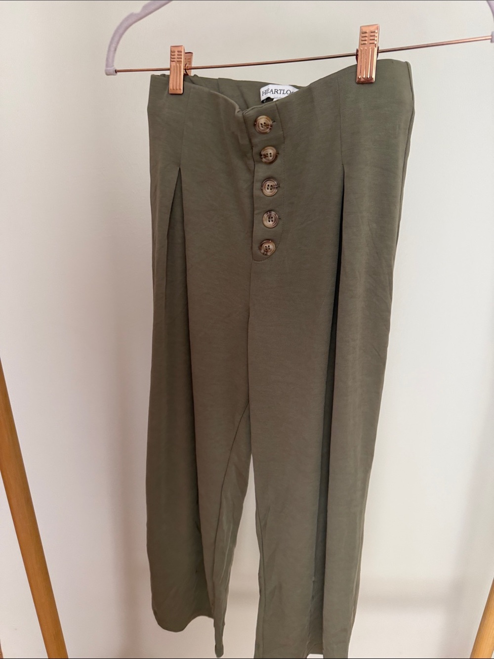 Heartloom Olive Button-Front High Waist Chinos